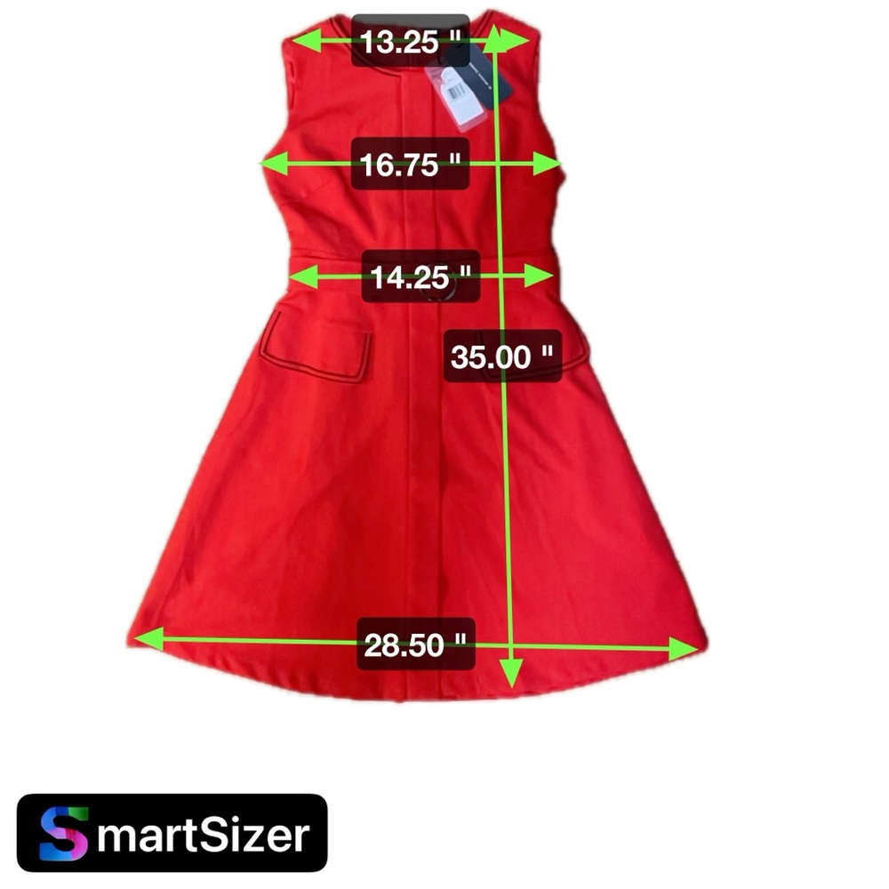 NWT - NUSH by ANUSHKA SHARMA Red A-line Sleeveless Flared Mini Dress with Belt - Picture 9 of 15